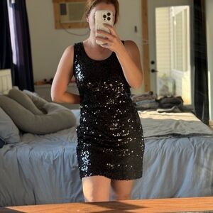 Jolie Black Sequin Mini Dress
